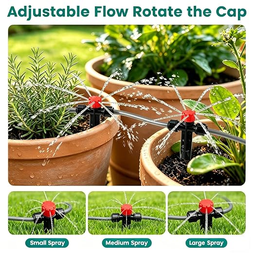 240FT Quick-Connect Drip Irrigation System, Garden Watering System 1/4" & 1/2" Fast-Lock Tubing, Adjustable Nozzles Emitters for Outdoor Raised Garden Beds,Greenhouse, Lawn, Patio