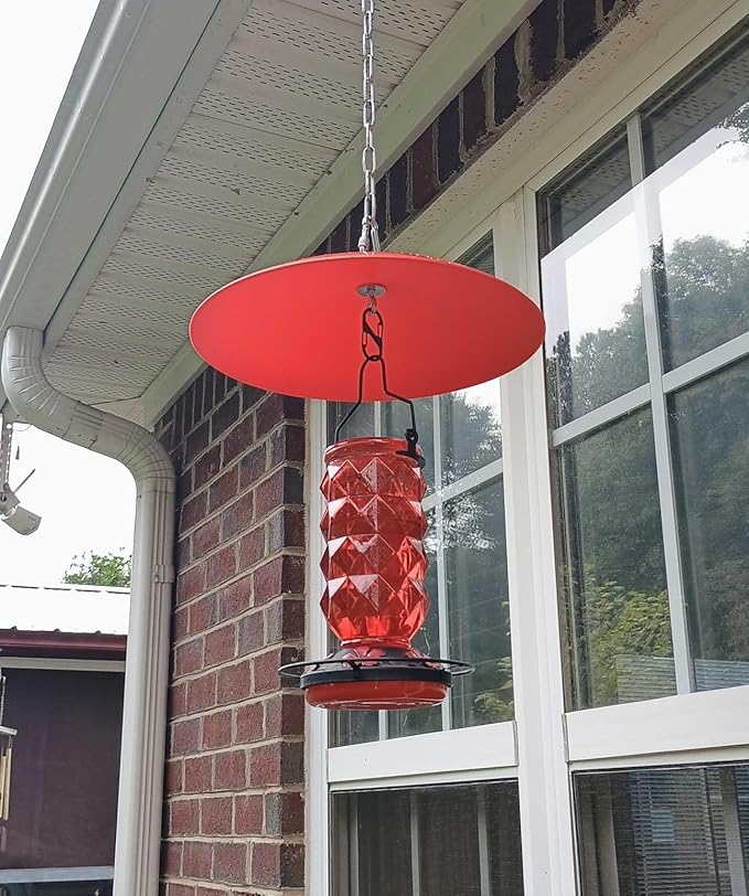 10" Small Bird Feeder Dome, Hummingbird Feeder Rain Guard, Bird Feeder Cover for Small Feeders, Protective Cover Work with Ant Guards（Red,2 Pack