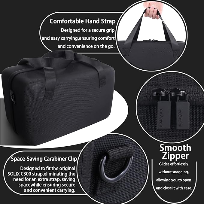 co2CREA Hard Travel Case Compatible with Anker SOLIX C300 / C200X Portable Power Station, Outdoor 288Wh LiFePO4 Battery 300W Solar Generator