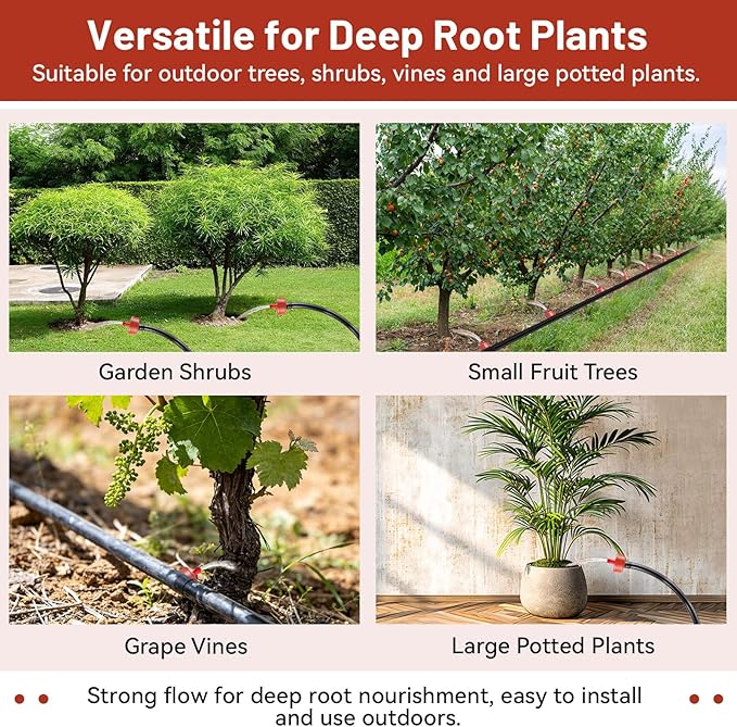 300 PCS 4 GPH Pressure Compensating Drip Irrigation Spot Dripper, Max Flow Drip Irrigation Emitters Heads for Dry Soil Thirsty Plants, Irrigation Drippers Parts for Arid Area Outdoor Irrigation
