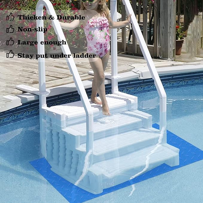 36x36in Swimming Pool Ladder Mat Protective Swimming Pool Step Pad for Above Ground Swimming Pool Ladder Pad Vinyl Non-Slip Pool Liner