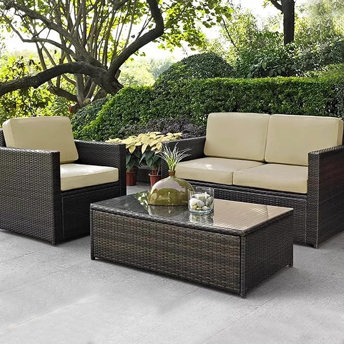 Sqodok Patio Cushion Covers 24x22 inch, 4Pack Replacement Cushion Covers, Waterproof Outdoor Cushion Slicovers Sectional Cushions Cover for Sofa Chair, Tan
