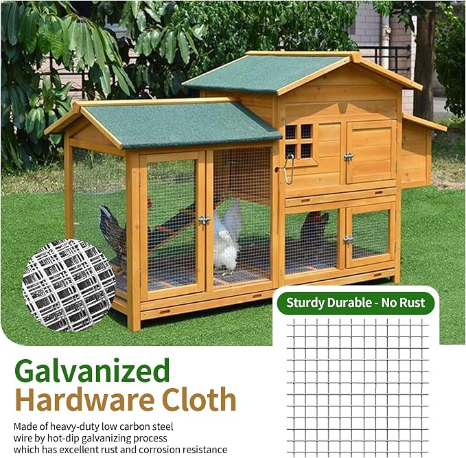 Pterying 1/2" x 48" x 100FT Silver Hardware Cloth - Hot-Dip Galvanized Chicken Wire Fencing, 19 Gauge Welded Wire Mesh Roll for Chicken Coop, Rabbit, Snake, Deer Fencing and Garden/Tree Protection