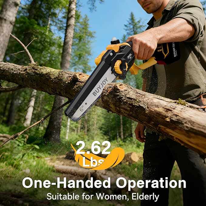 2-in-1 Electric Pole Saws for Tree Trimming, 6 Inch Mini Chainsaw Cordless with Extension Pole, 2 x 4000mAh Batteries,Battery Powered Pole Chain Saw, Tree Trimmer Limb Branch Cutter Pruner