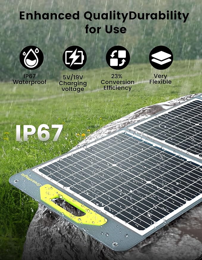 800W Portable Solar Panel, 2pcs 400W Portable Solar Panels 39V, 23% Efficiency Foldable IP67 Waterproof Adjustable Kickstands, Off-Grid Power Smart Sunlight Alignment via Suncast, for Camping, RV