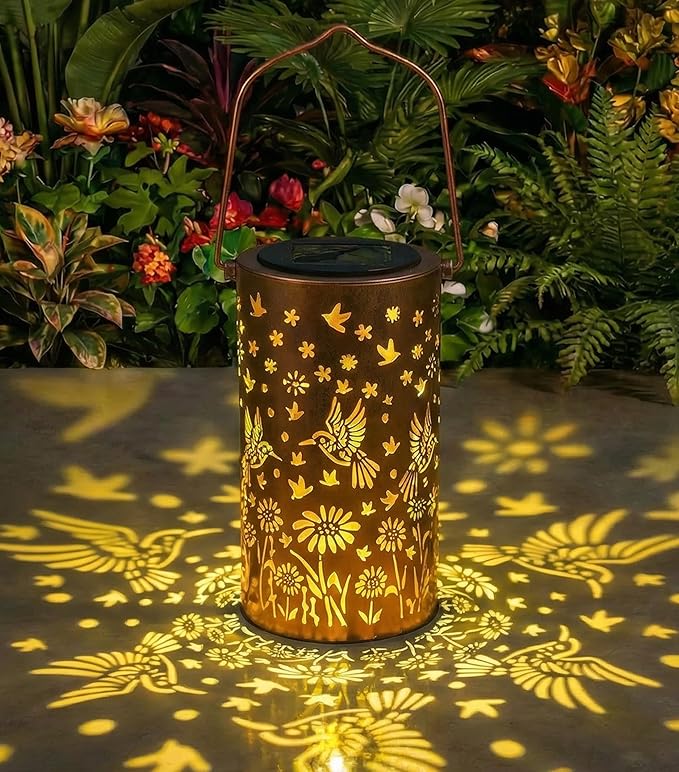Solar Lanterns Outdoor Waterproof, Hummingbird Birthday Gifts for Women Mom Grandma, Garden Hanging Solar Lantern Lights for Patio