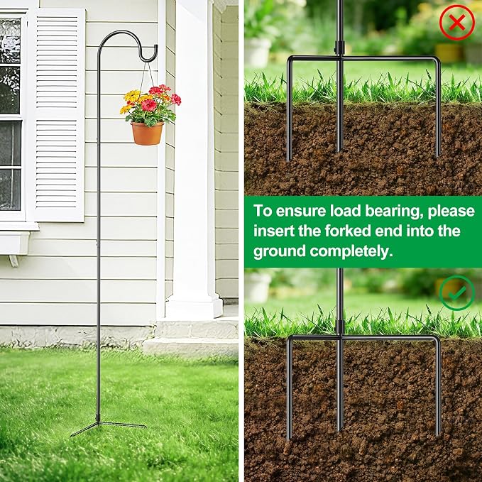 GOFORWILD Shepherd Hooks Adjustable, Premium Metal Garden Hook for Outdoor, Hanging Plant, Solar Lights, Lanterns, Bird Feeders, and Wedding Decor, 65 Inch, 6 Pack