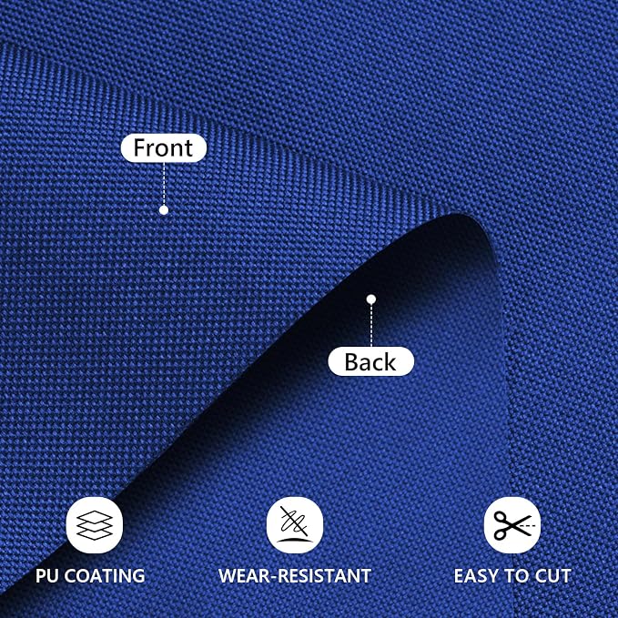 Waterproof Canvas Fabric by The Yard 58inch 600D Upholstery Material Polyester Fabric Outdoor Water Resistant Fabric for Sewing Chair Patio Cushion Purse Bag Interior, Pre Cut 2 Yard Royal Blue