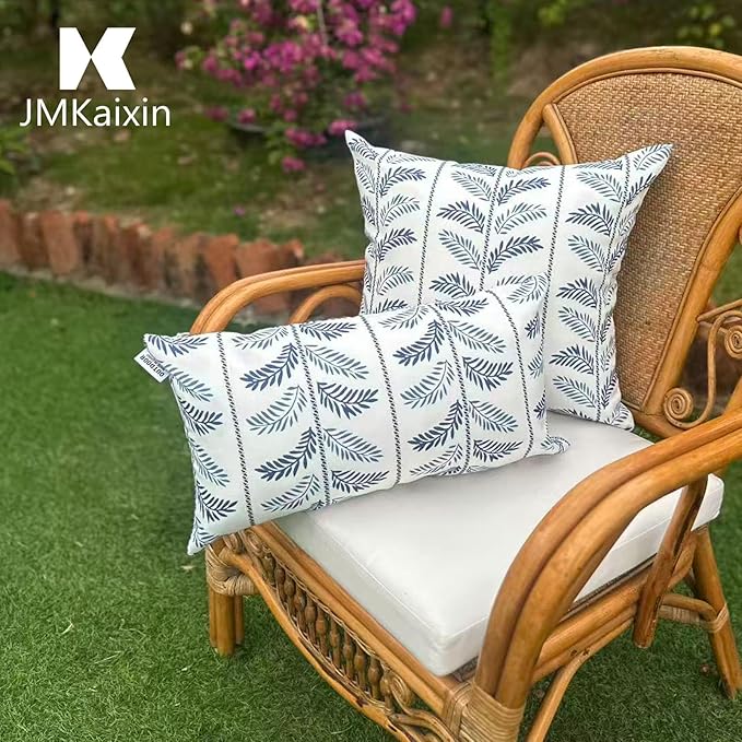 Pack of 2 Patio Lumbar Pillows, 12"x20" Fade Resistant Outdoor Waterproof Lumbar Pillow with Inners, Decorative Garden Lumbar Cushions for Home Patio Terrace Sofa Use