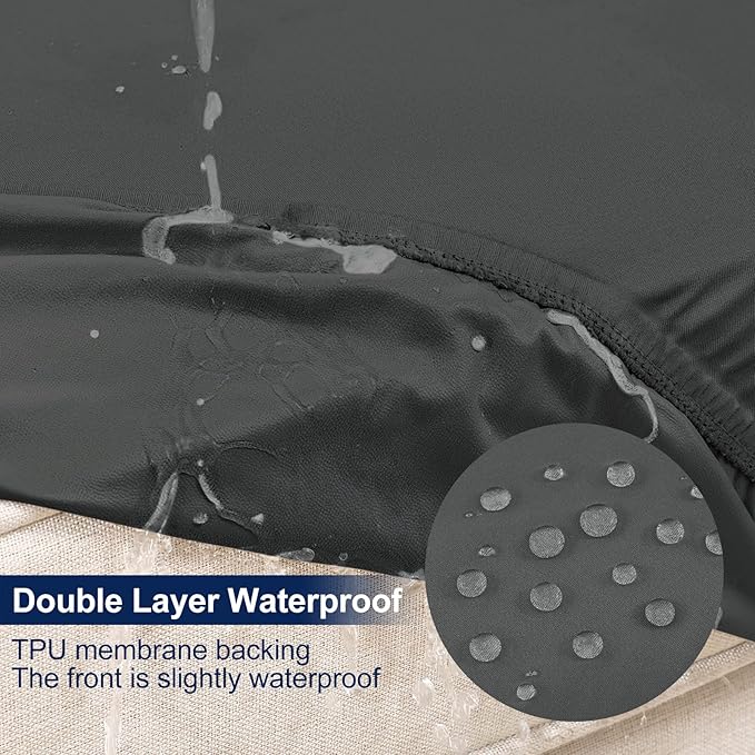 Smiry Waterproof Patio Cushion Covers, Stretch Outdoor Couch Slipcovers Replacement Washable Furniture Protector Sofa Chair Seat Cover for Dogs and Pets (8 Pcs, Dark Grey)