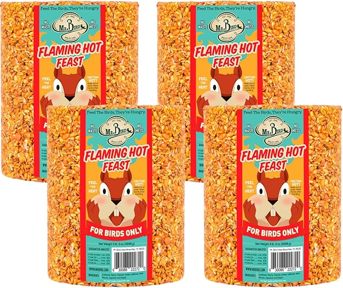 4-Pack of Mr. Bird Flaming Hot Feast Large Wild Bird Seed Cylinder 4 lb. 3 oz.