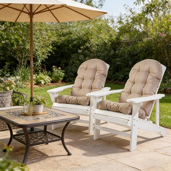 Enipate Weather Resistant Adirondack Chair Cushions High Back Indoor Outdoor Patio Tufted Lounge Cushion Seat Pads