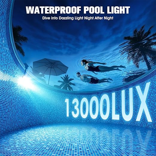 Solar Pool Lights for Inground Pools,Upgraded Solar Lights with LCD Pool Thermometer, Underwater Submersible Led Light for Pool Accessories, Swimming Pool Lighting with 10 Light Modes, 1PC
