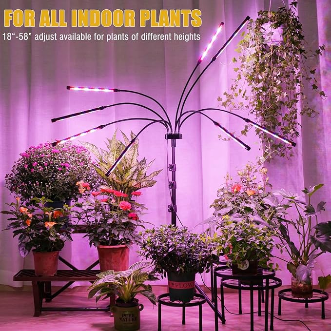 Grow Lights for Indoor Plants [ 8 in1 ] 400 LEDs, Full Spectrum Plant Lights for Indoor Growing with Tripod Stand, Auto On/Off Timing 4/8/12H, Plant Grow Lights Indoor.