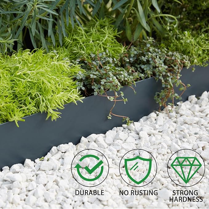 Metal Garden Edging 6"x40",Total 16.25ft Length Galvanized Steel Landscape Edging,Black Flexible Sidewalk Lawn Edging Border for Garden,Lawn,Flowerbed (5Pack)…