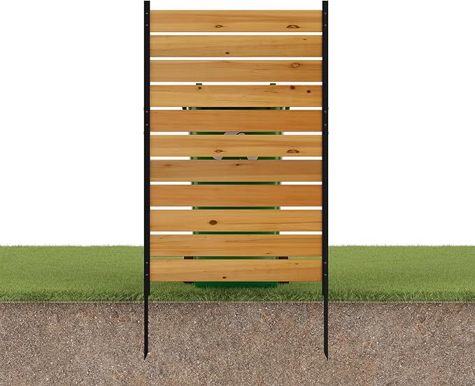 38" W x 61" H (1 Panel) No Dig Wood Privacy Screen Outdoor Privacy Fence Panel for AC Unit Trash Can Pool Equipment Enclosure Decorative Patio Privacy Wall Screen with Metal Posts & Stakes (Orange)