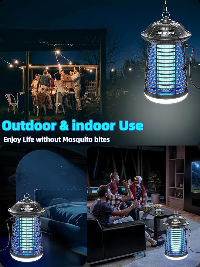 snanlen 4200V High-Powered Electric Bug Zapper Outdoor & Indoor with LED Attractant, Durable ABS Mosquito Zapper Outdoor, Plug-in Fly Trap & Mosquito Killer for Patio, Yard, Garden and Home