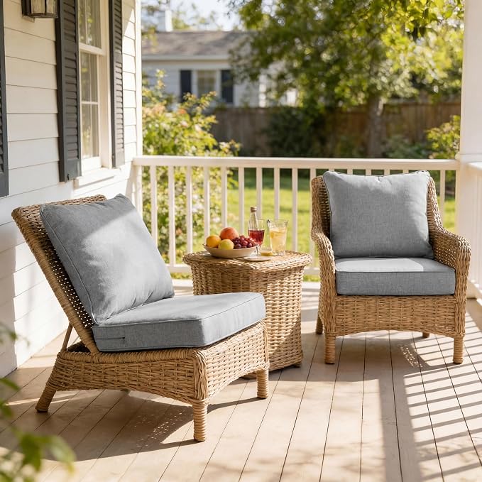 Art Leon Waterproof Outdoor Seat Cushion 24"x 24" 30D High Density Foam Patio Chair Cushions with Non-Slip Backing Patio Cushions for Patio Furniture Porch Swing Garden Bench Camping Stadium Grey