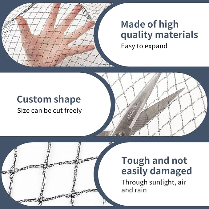 Garden Netting,7.5ft x 65ft Black Bird Netting Heavy Duty,Rabbit,Squirrels,Anti Birds,Larger Bees,Deer,Chicken,Cardinals，Animal Fencing for Fruit Tree & Vegetable Garden