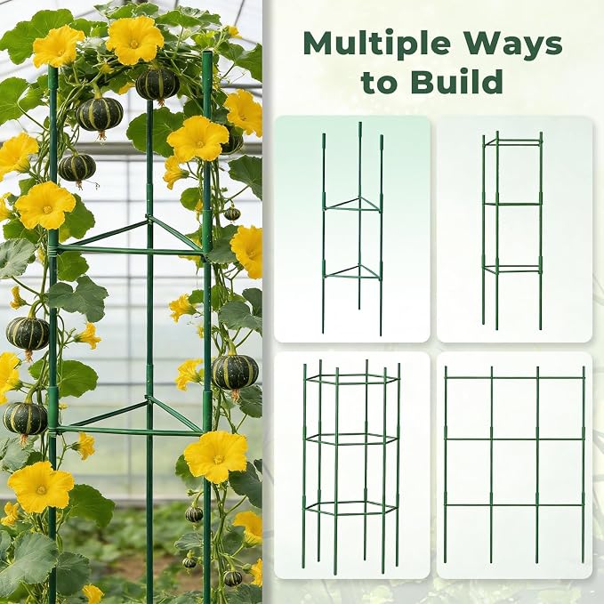 8 Pack Tomato Cages for Garden, Up to 48in Adjustable Tomato Cage, Tomato Stakes Plant Cage for Garden Plant Support, Climbing Vegetables Plants Flowers