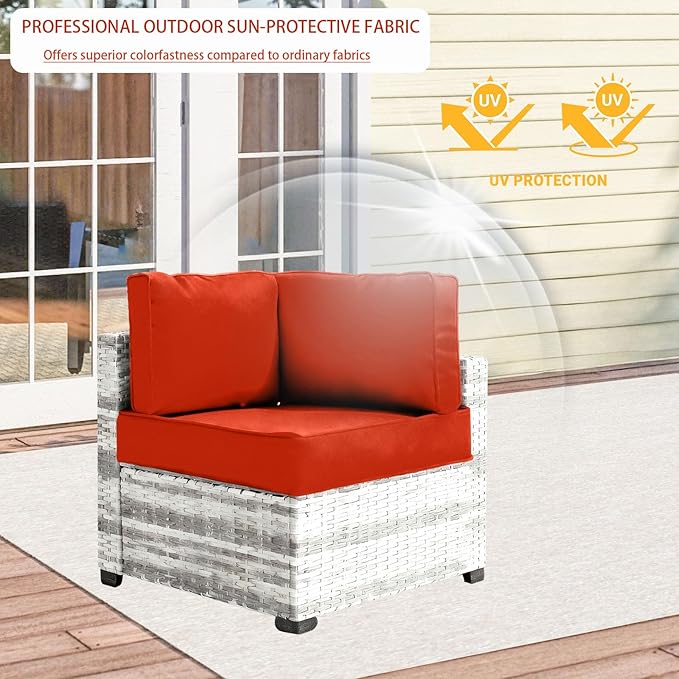 Outdoor Cushion Covers for Patio Furniture, Patio Cushion Covers Replacement with Zipper, Waterproof & Fade Resistant,Only Cover (Orange, 25.6Lx25.6Wx4H - Only Covers)