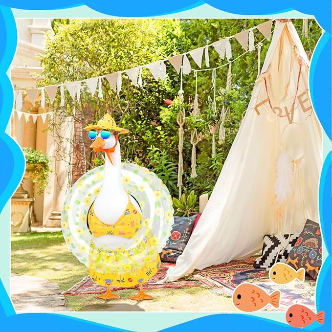 Hawaiian Goose Outfit Summer Porch Goose Outfits Bikini Goose Clothes Cute Goose Costume for Outdoor Garden Yard Decor(Beach Bikini Yellow)