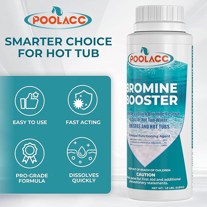1.8LB Bromine Booster for Hot Tubs & Spas | Fast-Acting Sodium Bromide to Build Bromide Reserve | Compatible with Bromine Sanitizers | Bromine Tablets Companion | Reduce Chemical Use & Odor