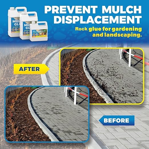 Mulch Glue for Landscaping, 128oz Rock Glue for Landscaping, Garden Anchor Adhesive for Stone, Pebble & Gravel, Rain Resistant Clear Finish, Pet Safe & Environmentally Friendly, Long Lasting Results