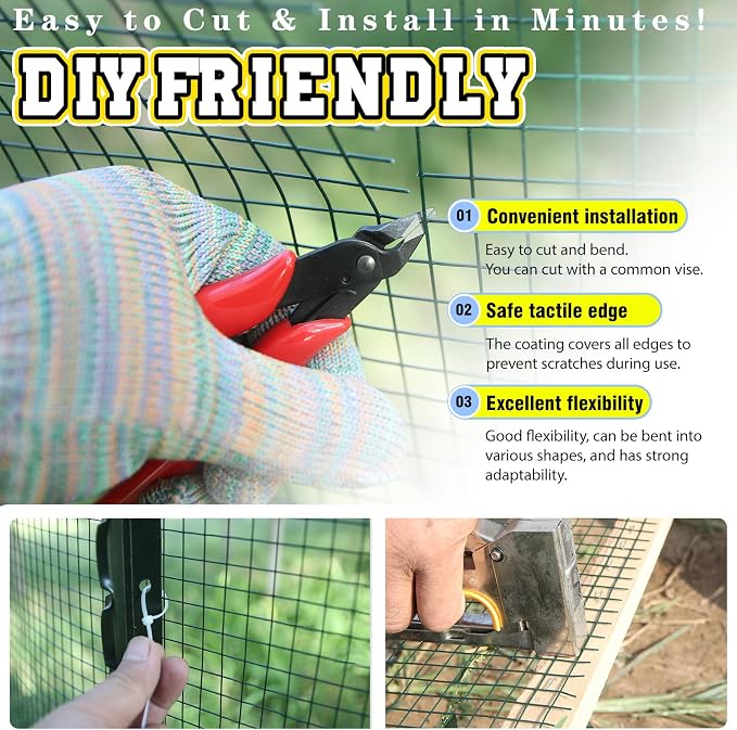 Hardware Cloth 1/2inx36inx100ft,Chicken Wire Fencing,Welded Wire Mesh, Vinyl PVC Coated Mesh,Coop Garden Plant for Rabbit,Snake,Rodent,Foxes,Raccoons Poultry Netting Cage Farm Protection