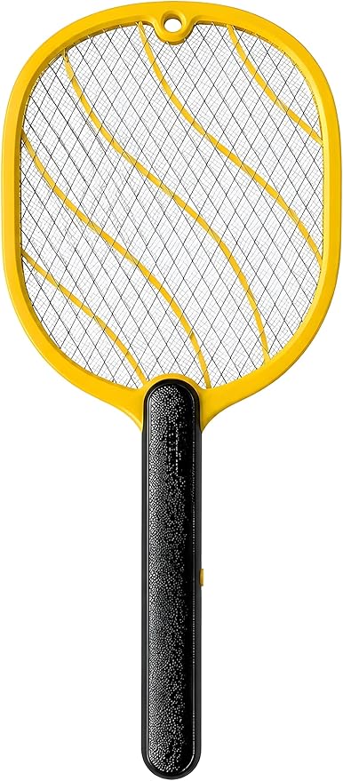 Electric Fly Swatter – Battery Powered Bug Zapper Racket with 2 AA Batteries Included, 3-Layer Safety Mesh, Handheld Fly Zapper for Indoor, Outdoor, Home, Bedroom, Kitchen, Office, Backyard, Patio