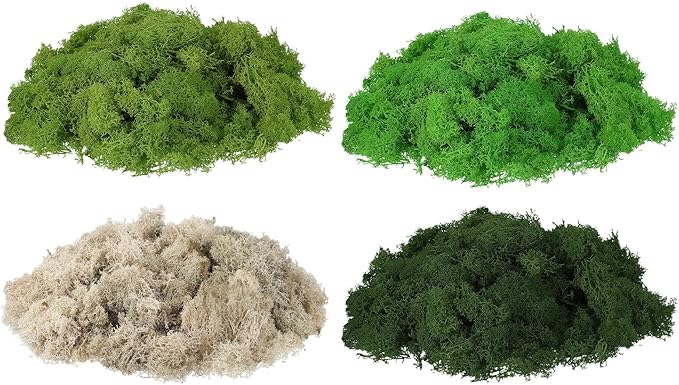 uxcell Preserved Reindeer Moss, 14oz Fake Moss for Crafts Artificial Dried Moss for Decoration Terrariums Potted Plants, Light Green/Dark Green/Green/White