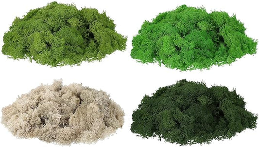 uxcell Preserved Reindeer Moss, 14oz Fake Moss for Crafts Artificial Dried Moss for Decoration Terrariums Potted Plants, Light Green/Dark Green/Green/White