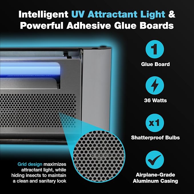 Catchmaster Vector Plasma One Wall-Mounted UV Fly Light Trap - 1,900 sq. ft. Catch Zone, UV Lamp Fly Trap for Dining Rooms, Commercial Kitchens, Fresh & Dry Food Storage, and Clean Medical Spaces