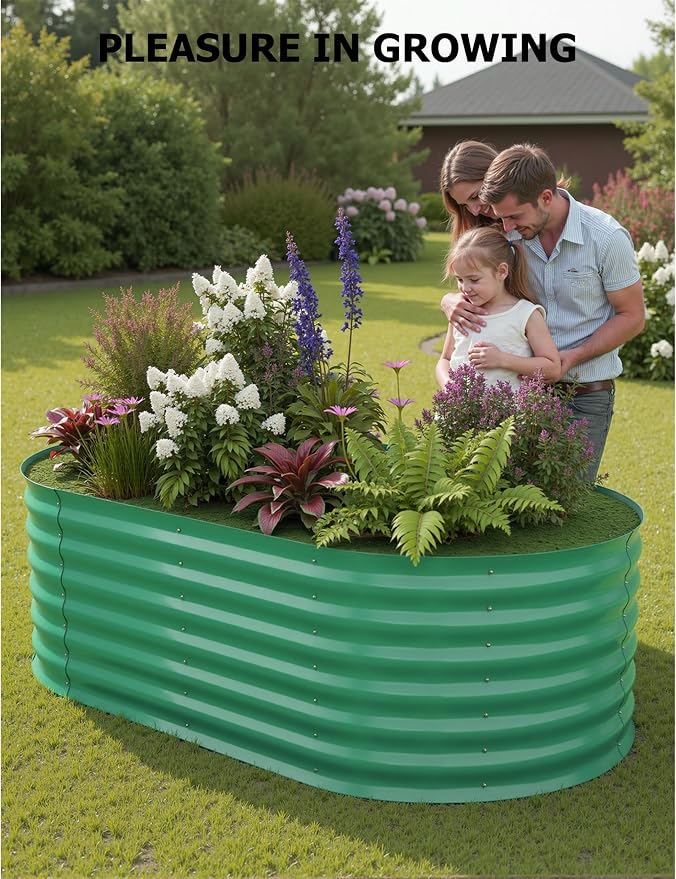 GarveeLife 6x3x2 ft 2-Pack Raised Garden Bed - Galvanized Steel Outdoor Planter Box for Vegetables, Flowers & Herbs - Durable Rust-Resistant Garden Box, Easy Assembly Raised Beds for Gardening,Green