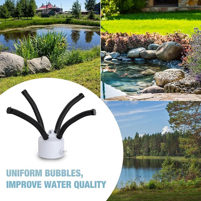 Holdly Pond Aerator Air Diffuser - Replaces Air Stone, Fish Pond Diffuser Self-Cleaning Not Easy to Clog, Pond Filtration Accessories Purify Water Quality Pond Aerator Diffuser