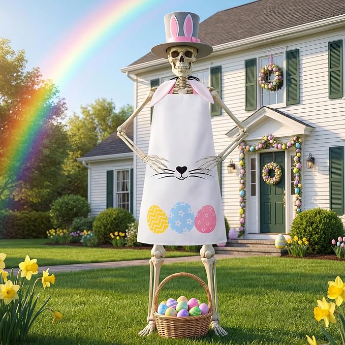 Mepase 12ft Skeleton Costume Accessories Set Oversize Hat and Apron Prop Giant Outdoor Indoor Yard Garden Lawn Decoration