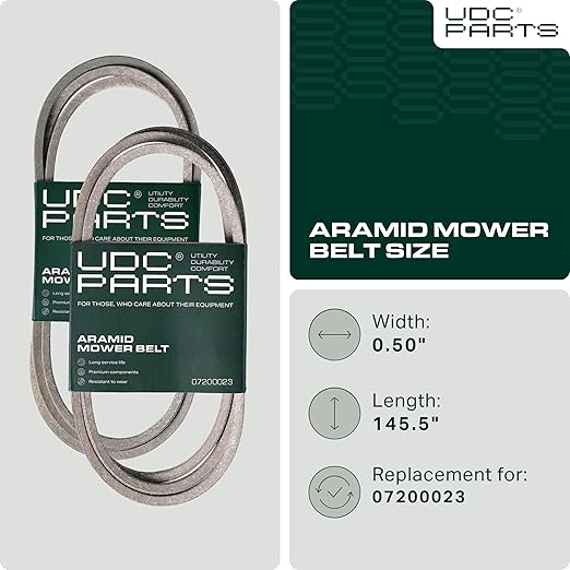UDC Parts 07200023 Ariens Gravely Deck Belt Replacement for IKON XD 52 Deck, ZTX 52, IKON X, XL, 915223, 915267, Zoom, Zoom XL 54, Gravely ZT X & ZTXL Series - Durable, Aramid Cord / 145.5 inches