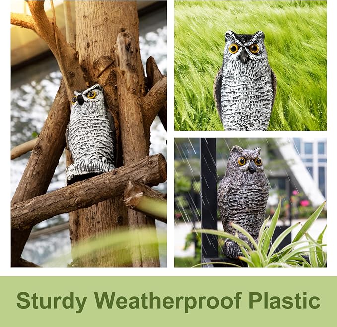 OFFO 2 Pack Plastic Owl Scarecrow for Halloween Decorations Outdoor Garden, Yard, Pool Decoration, 8.3 in Height
