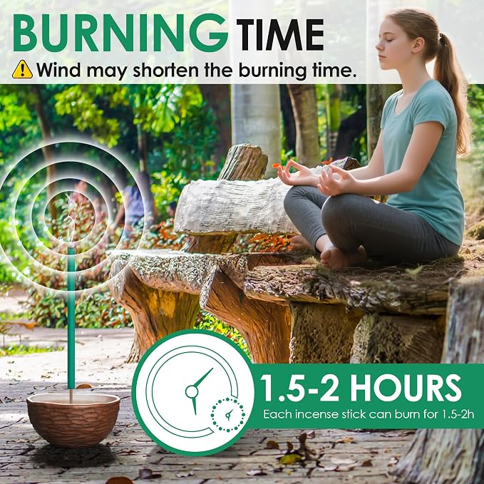 Qualirey 24 Pcs Citronella Incense Sticks, Green Citronella Sticks for Outside Made from Natural Plants, Reaches Up to 12 Feet for Patio Backyard Travel Camping Picnics Swimming Outdoor Activities