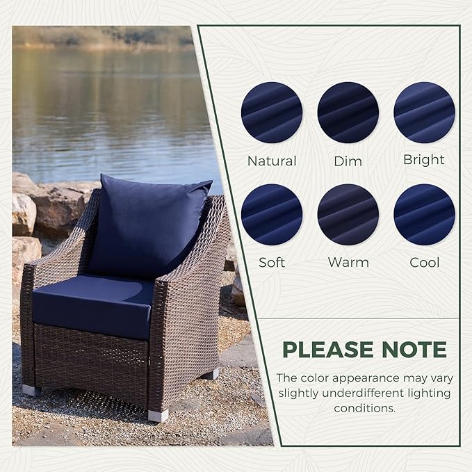 Outdoor Cushions for Patio Furniture, Outdoor Seat Cushion Set 24 x 24 x 5.75 Inch, Waterproof & Fade Resistant Outdoor Chair Cushions, Deep Seat Patio Cushion with Removable Cover, Navy Blue