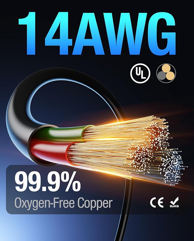 UL Listed Heavy-Duty Power Station Fast Charging Cable, 14AWG 125V 15A Power Cord for Jackery Explorer 3000/2000/1500/1000 Pro, Ecoflow Delta/River, Bluetti EB3A, Anker 757/767, Segway Cube, DJI(9FT)