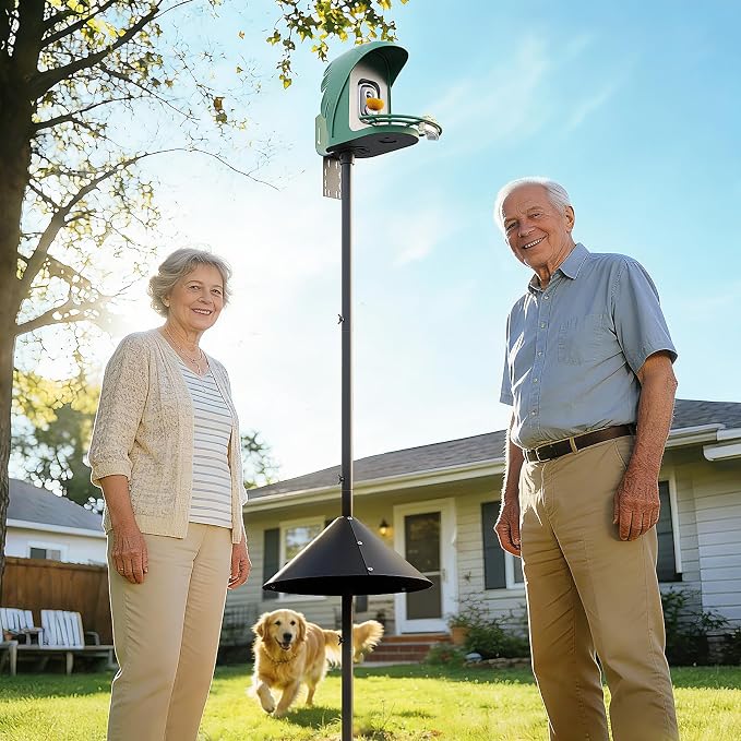 Bird Feeder Pole with Squirrel Baffle, 91'' Inch Heavy-Duty Bird House Pole for Outdoors,Adjustable Height,Universal Mount Kit for Bird Feeder Camera &Bird House (Adapter Included)