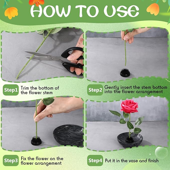 Sliner 8 Pcs 1.57 x 0.43 Inch Floral Frogs Round Brass Flower Holder Japanese Ikebana Vase Floral Frogs Arranger Fixed Tools Pin for Flower Arrangement Home DIY Craft(Black)