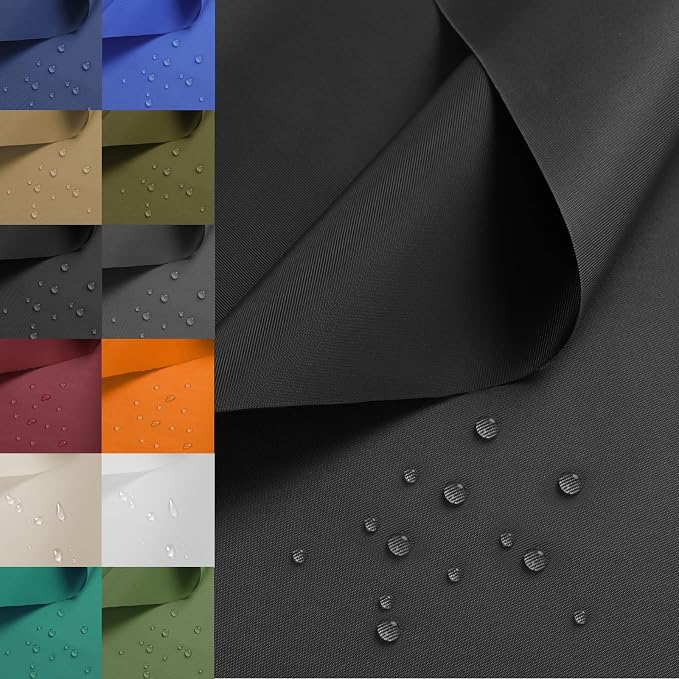 Nylon Fabric, 58"W 420D Waterproof Fabric 2 Yard Ripstop Nylon Material Outdoor Upholstery Twill Sewing Material for Patio Chair, Lining, Cushion, Purse, Tote Bag, Tent, Tarp Cover, DIY Project Black