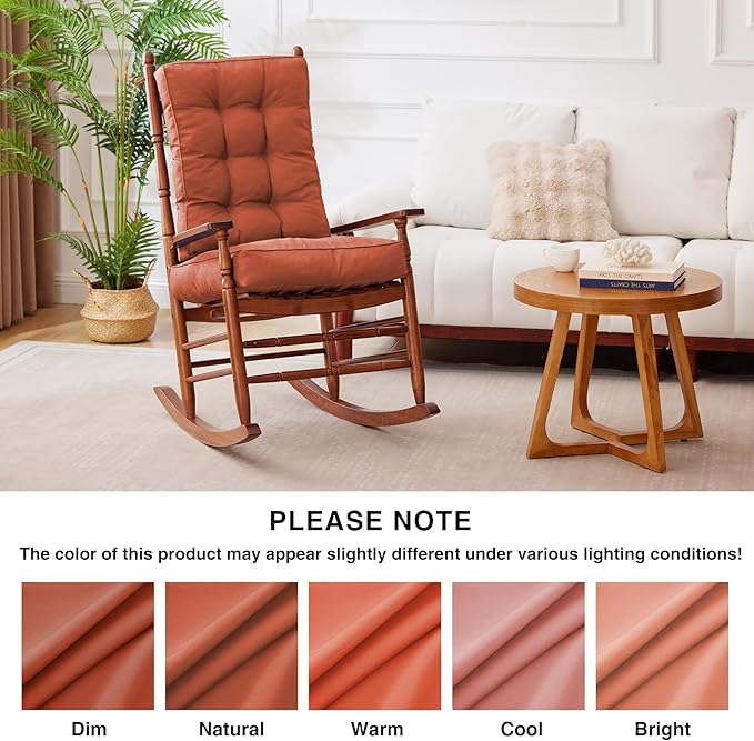 IPYNBAP Rocking Chair Cushion, Waterproof and Fade-Resistant Patio Chair Cushions, Tufted Chair Pads for Rocker Furniture, 17x17 Inch, Indoor/Outdoor Seat Cushions with Ties, Spice