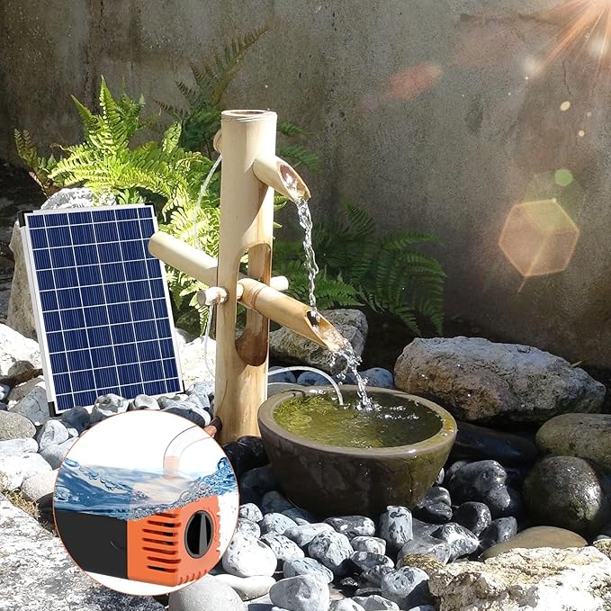 Antfraer 25W Solar Fountain Pump, Solar Water Pump 320GPH Flow Adjustable, Solar Powered Water Pump with 16.5Ft Cord Length for Small Pond, Fish Pond Bird Bath Garden Waterfall Hydroponics