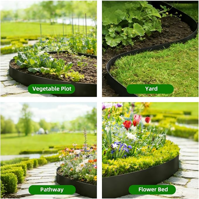 10 Pack Galvanized Steel Landscape Lawn Edging, 40" X 8" Metal Landscape Edging Border with 10 Clips, Metal Garden Edging Border, Metal Edging for Landscaping, Garden, Yard, Pathway(33Ft Total)