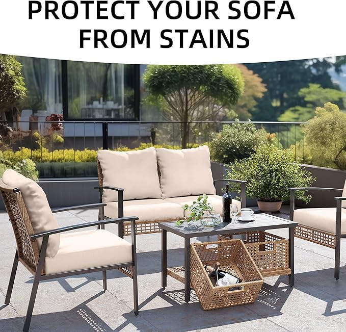 Outdoor Cushion Covers Set,12PCS Patio Furniture Couch Seat Slipcovers, Replacement for Sofa Sectional Chair(Cover，Only)