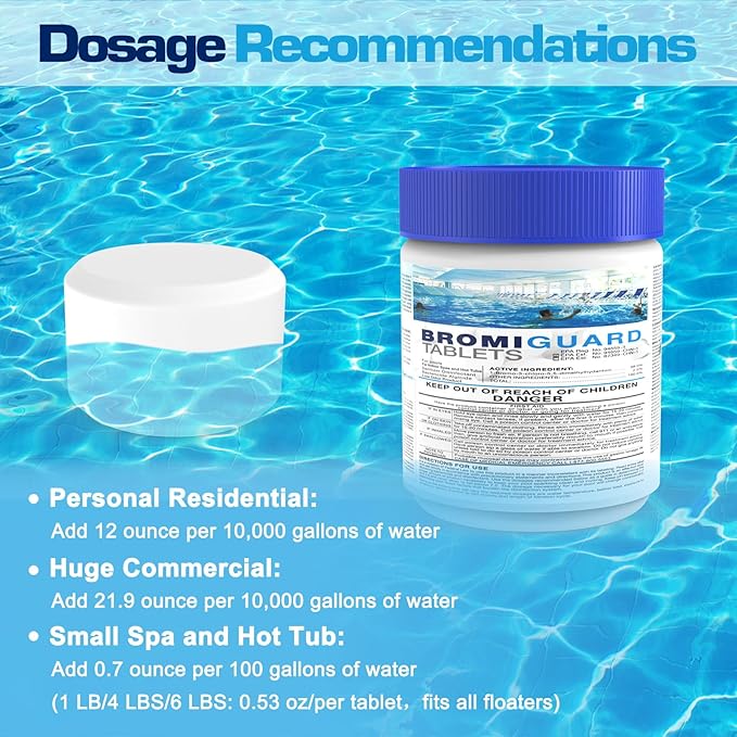 Bromine Tablets for SPA Hot Tub 1lb Brominating Tablets Booster Eliminates Bacteria Algae Soft Water Feel No Chlorine Odor Chemical Sanitizer Chlorine Alternative