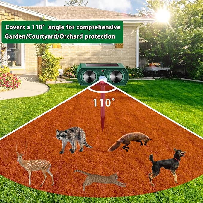 4 Packs Deer Repellent Devices 2026 Solar Power Animal Repeller with Motion Sensor & Ultrasonic Sound, Outdoor Animal Deterrent Devices for Garden Yard Patio to Repel Deer Cat Rabbit Raccoon Dog